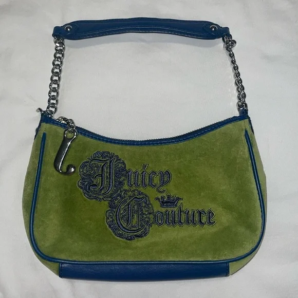 💙💚Y2K Juicy Couture Green and Navy Shoulder Bag with Original Dust Bag💙💚 - Picture 4 of 16